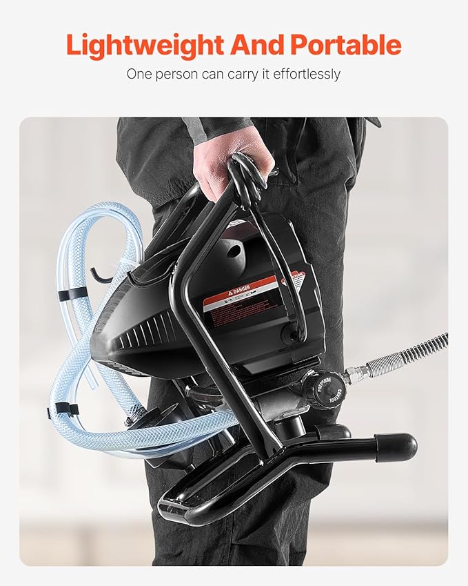 VEVOR Stand Airless Paint Sprayer, 650W High Efficiency Airless Sprayer, 3000PSI Electric Paint Sprayer Machine Extension Rod and Cleaning Kits for Interior and Exterior Furniture/Fence/Home/House