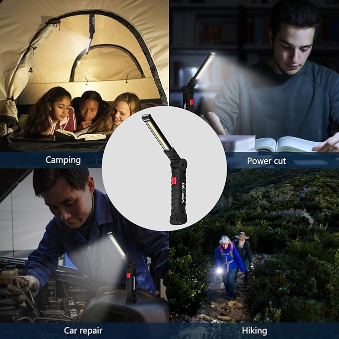 Tool Gifts for Men 2Pack Rechargeable LED Work Lights with Magnetic Base, 360째 Rotation,Versatile Lighting for Repairs, Outdoors,Christmas Gifts,Stocking Stuffers Mens Gifts