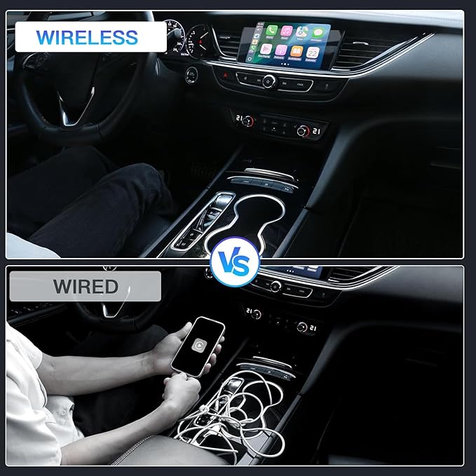 Wireless CarPlay Adapter for Apple iPhone - Converts Factory Wired to Wireless CarPlay, Plug-and-Play, Auto Connect, Compatible with Car from 2014 Onwards & iOS 10 +