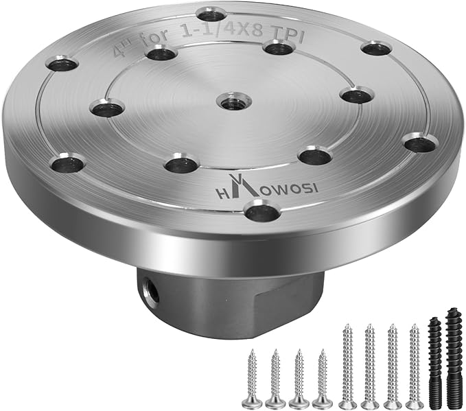 Wood Lathe Steel Faceplate 4",Faceplate for Wood Lathe,Lathe Face Plate Fit for 1-1/4" x 8TPI Spindle with Screwchuck