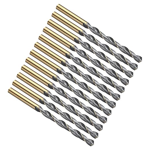 PATIKIL 5.5mm Drill Bit, Jobber Straight Shank 4341 High-Speed Steel 118째 Black and Gold Finish for Medium-Hard Metal Steel Acrylic - 12 Pack