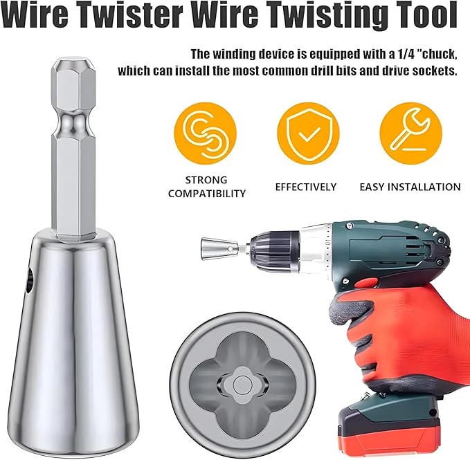 SICOU Wire Stripper and Wire Twister for Drill AWG Wire Stripping Wire Twisting Tool 6/8/10/14 AWG Cable Stripper Electrician Tool Set Electrical Wire Connector Tool