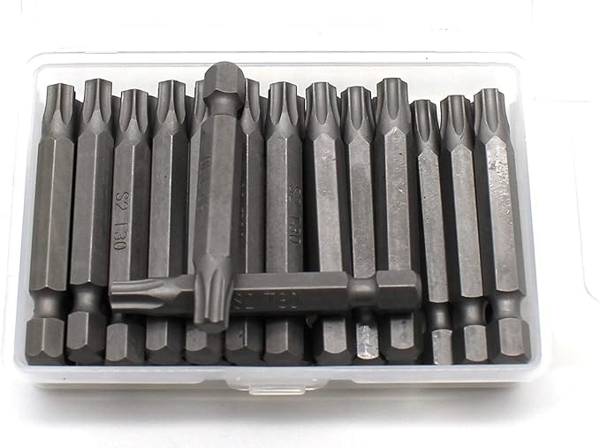 25 pc T30 Torx Star 6 Point T-30 Screwdriver Impact Ready 2 Inch Length Insert Bits Hex Shank with Quick Release Slot