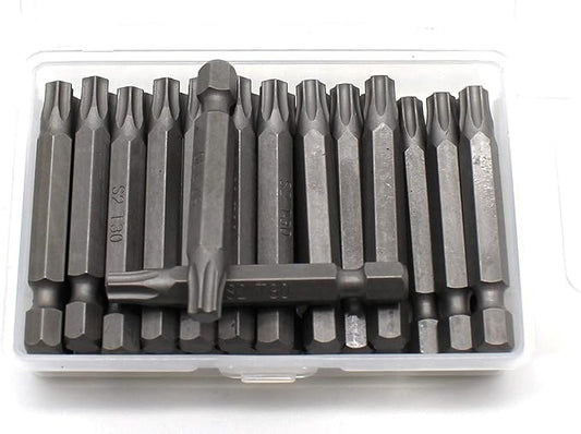 25 pc T30 Torx Star 6 Point T-30 Screwdriver Impact Ready 2 Inch Length Insert Bits Hex Shank with Quick Release Slot