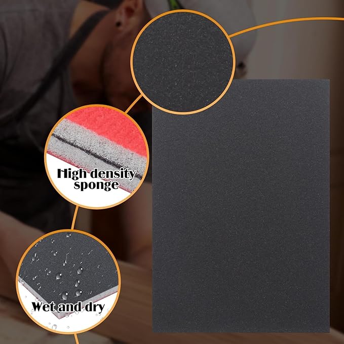 20 Pcs 1200 Grit Sanding Sponge, Wet Dry Sanding Block Sandpaper Sponge, Soft Foam Sand Block Washable & Reusable Sanding Pads for Metal Wood Drywall Polishing (1200 Grit)