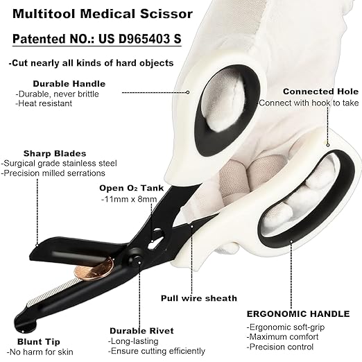MEUUT 2 Pack Medical Scissors Trauma Shears -8 inch Patented Bandage Scissor Heavy Duty Surgical Grade EMT Scissors for EMT Workers Doctors Nurses