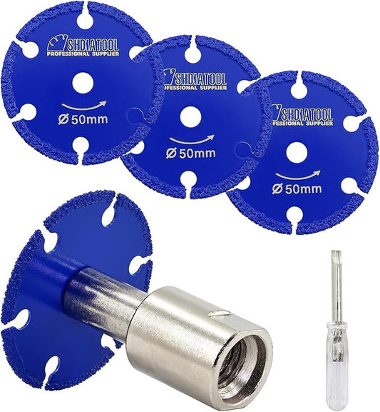 SHDIATOOL Diamond Metal Cutting Saw Blade, 2-Inch/50mm Mini Circular Saw Disc,Cut-off Wheel for Steel Tube Iron Rebar with 5/8" Flange(4 of Pack)