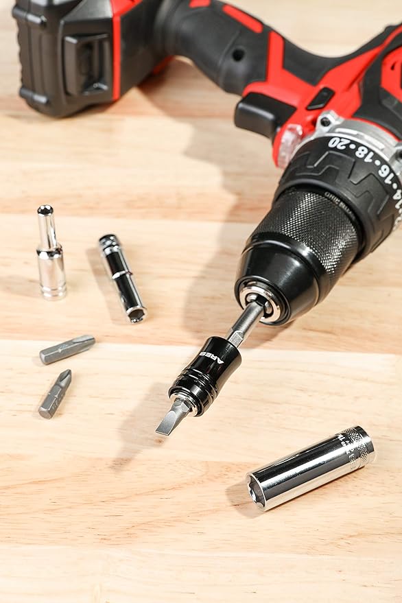 ARES 70034 2-in-1 Socket Bit Holder - Holds 1/4-Inch Drive Sockets and Bits - Quick Change Mechanism - Easy Switching Between Bits and Sockets