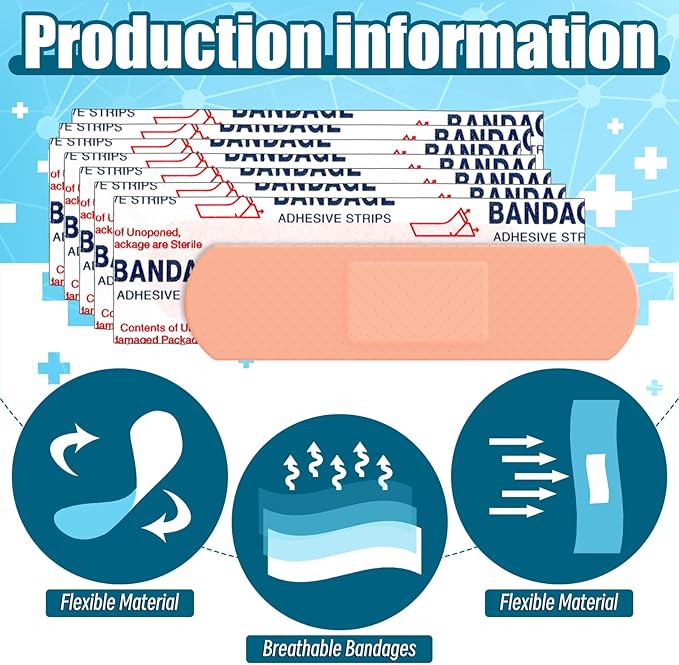 Timgle 1000 Pcs 3/4" x 3" Adhesive Bandages Bulk Waterproof Adhesive Breathable Bandages for Sensitive Skin School Nurses Businesses Travel First Aid Kits Homeless Care Supplies Donations