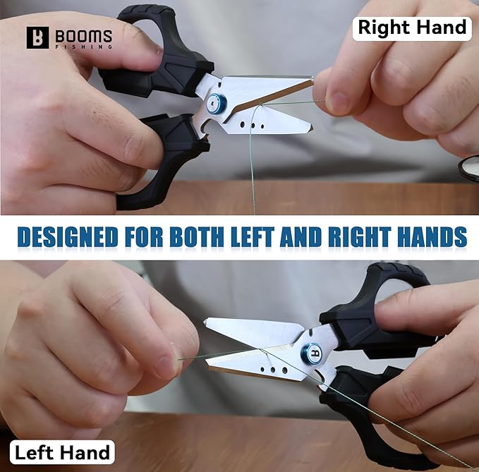 Booms Fishing Braided Line Cutter: 6.3in Multifunction Fishing Scissors with Lanyard and Sheath - Fishing Shears with Serrated Blades and Side Wire Cutter, S04