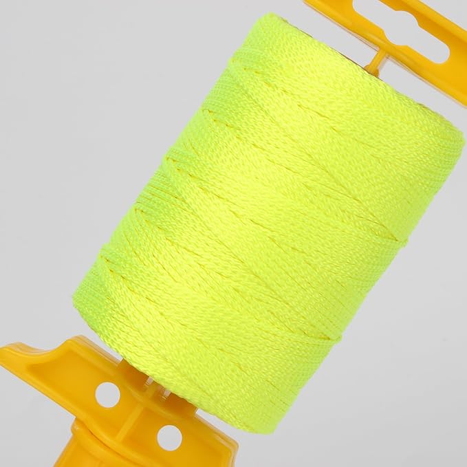 Mason Line String Line with Handle, 540 Ft Length Nylon Twine Reloadable Line Reel, Braided Nylon String for Masonry Tools, Construction Line Twine String Level Line Kit for Gardening (Yellow)