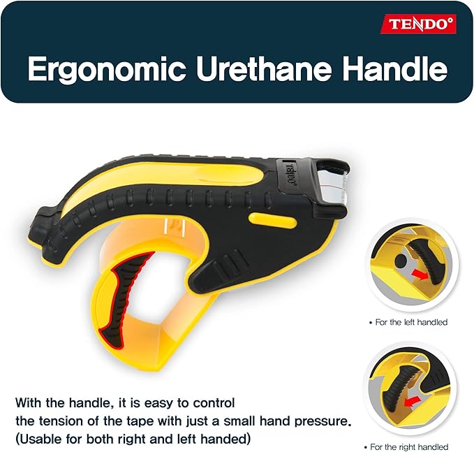 Heavy Duty Shipping Tape Dispenser: TENDO째 Essential Line ??Reusable, Replaceable, Eco-Friendly 2?쇺?Master Piece Dispenser with Patented 10째 Sloped Chromium Blades - P-1200 (3th Gen.)_Yellow