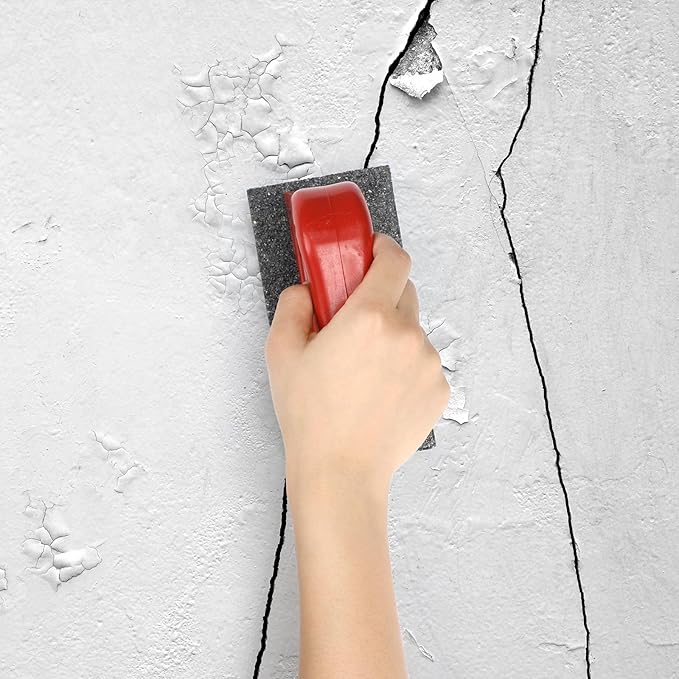Wenqik 2 Pcs Rub Brick with Handle Concrete 20 Grit Masonry Tools Smoothing Cleaning Removing Marks Tool(Red)