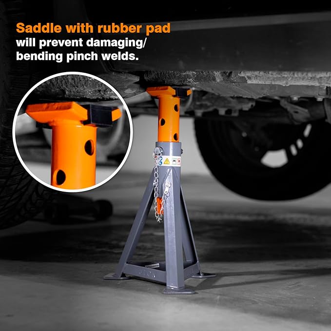 3.3-Ton Jack Stands (x2), Suited for Most Cars, SUVs and Pickup Trucks, Sold in Pair.