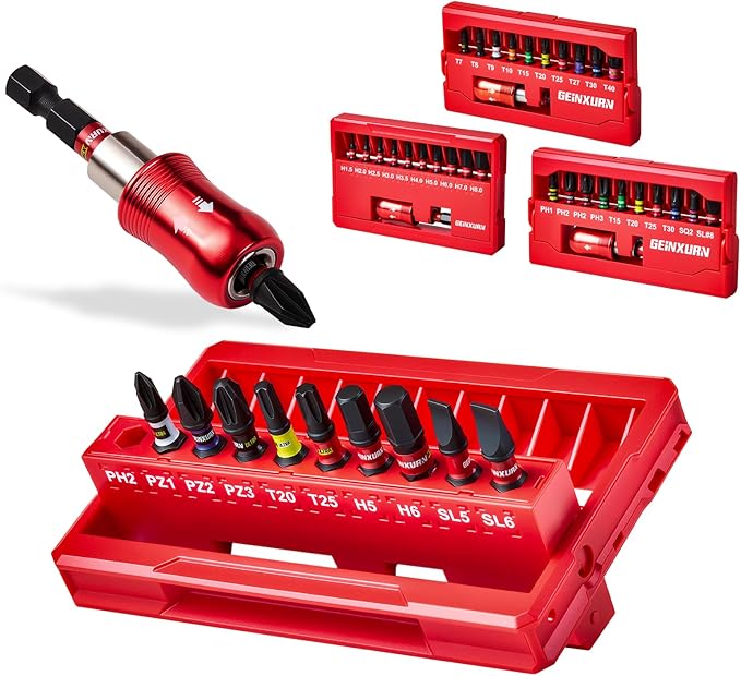 44Pieces Impact Screwdriver Bits Set, Magnetic S2 Steel 1??Phillips/Square/Torx/Slotted/Pozi/Hex Insert Bits Tips,Impact Bit Holder with X-Shape Storage Box Case