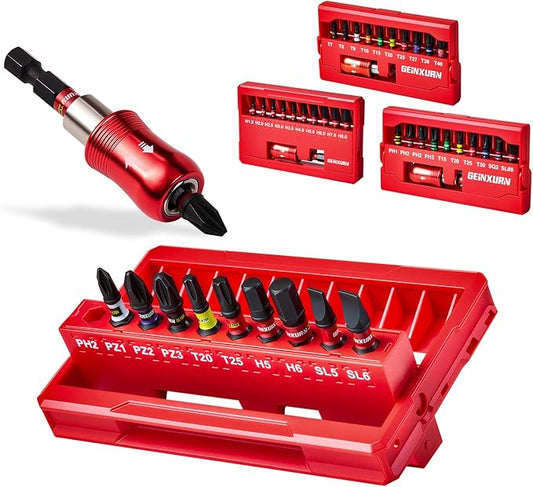 44Pieces Impact Screwdriver Bits Set, Magnetic S2 Steel 1??Phillips/Square/Torx/Slotted/Pozi/Hex Insert Bits Tips,Impact Bit Holder with X-Shape Storage Box Case
