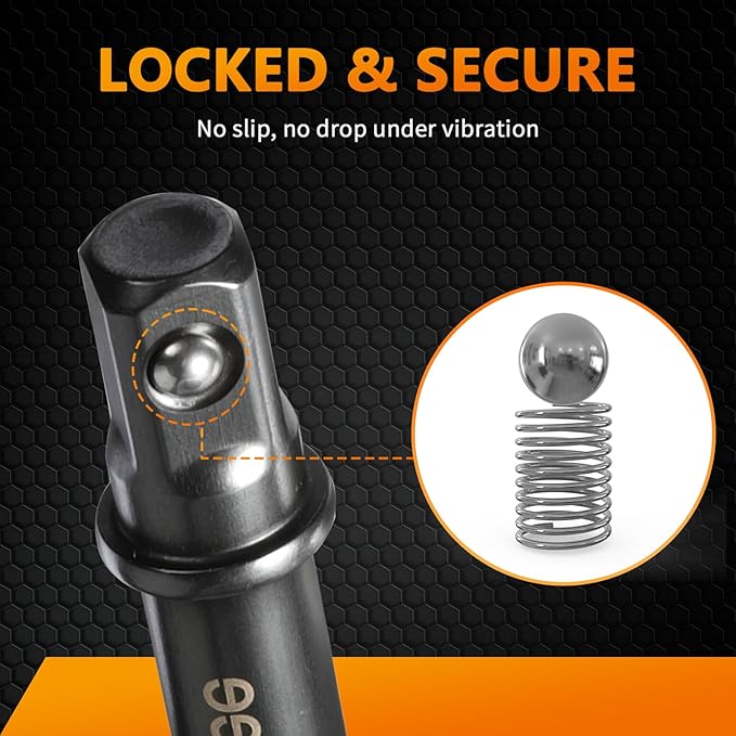 Mellbree Impact Socket Adapter, 4 Pack 1/4 Inch Drill Socket Adapter for Impact Driver/Drill, Automotive DIY, Extension Socket Bits, Handle Nut Driver and Drills