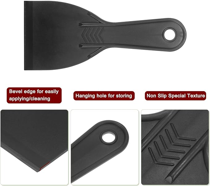 HARFINGTON 10pcs Putty Scraper 3" Width 6mm Thin Flexible Plastic Putty Knives for Taping Drywall Spreading Painting Wall Scratching