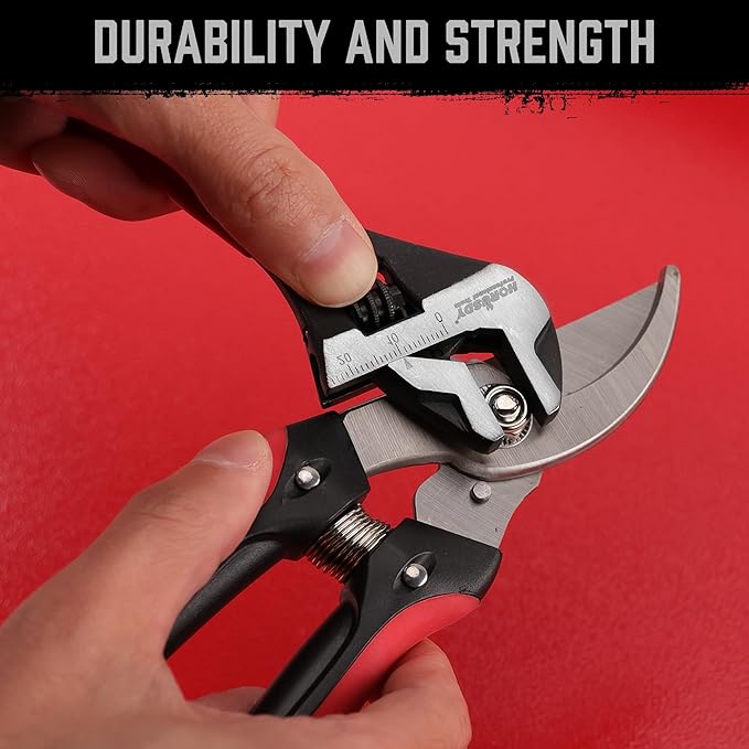 HORUSDY 6" Adjustable Wrench Pipe Spanner: Wide Jaw Black Oxide Wrench With Cushion Grip, Laser Marked Metric & SAE Scales, CR-V Steel, for Professionals