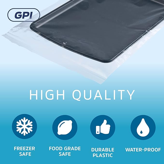 GPI - Extra-large Zip Bags, 14" x 20" Large Reclosable Lock Zip Bags, Clear Plastic Zipper Storage Bags with Zip Top Lock for Freezer, Apparel, Clothing, Food, Supplies - 200 Count