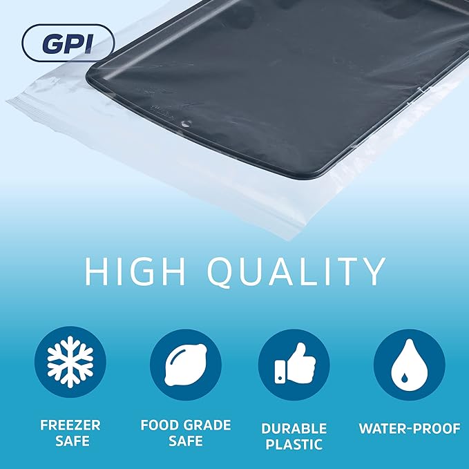 GPI - Extra-large Zip Bags, 14" x 20" Large Reclosable Lock Zip Bags, Clear Plastic Zipper Storage Bags with Zip Top Lock for Freezer, Apparel, Clothing, Food, Supplies - 500 Count