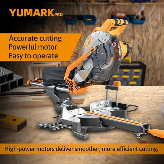 10-inch Sliding Miter Saw Single Bevel Table Saw 1800W 5200RPM Compound Miter Saw Corded Power Wood Circular Saw with Adjustable Extension Table
