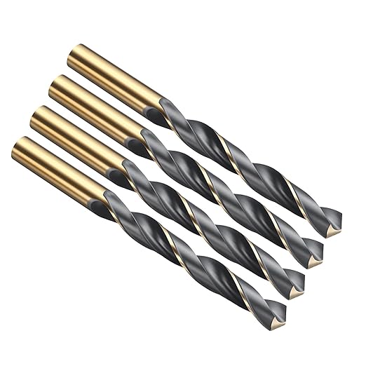PATIKIL 12mm Drill Bit, Jobber Straight Shank 4341 High-Speed Steel 118째 Black and Gold Finish for Medium-Hard Metal Steel Acrylic - 4 Pack