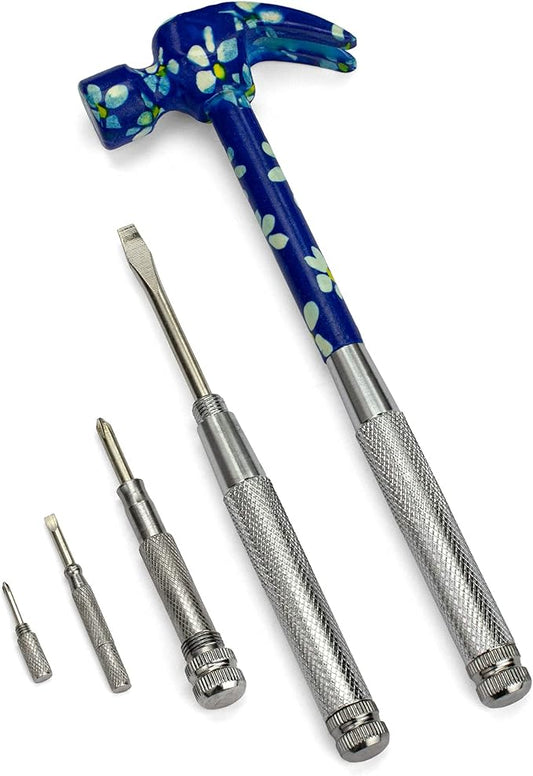 ENKAY - 6 in 1 Floral Hammer and Screwdriver, Multifunction Claw Hammer Tool with Flower Print (Pattern 4)