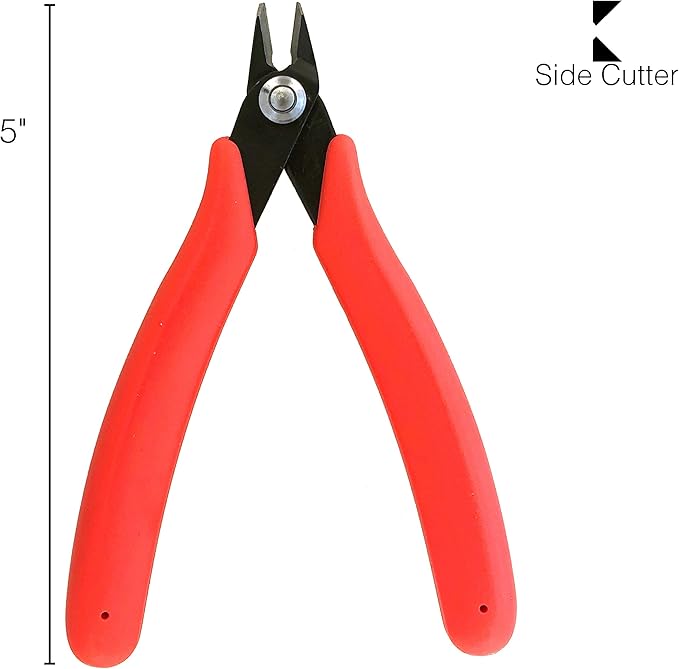 The Beadsmith Heavy Duty Side Cutter, 5 inches (127mm) with red Comfort Grip Handle and no Spring, Tool for Jewelry Making, Electronics or Micro Mechanics
