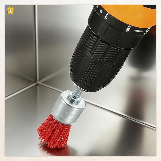 Wire Pen Brush for Drill, 1pcs 1in Crimped Wire Brush for Drill with 1/4in Hex Shank, [for Light Rust Deburring Paint Removal] - 0.05in Nylon Wire/80 Grit