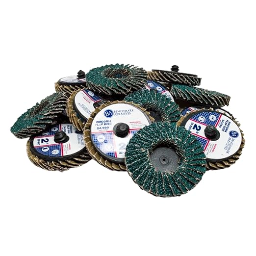 Benchmark Abrasives 2" Quick Change Zirconia Flap Disc Grinding Wheel with Male R-Type Back Design - Cleaning Finishing Deburring of Irregular Surfaces - for Die Grinder & More (10 Pack), 36 Grit