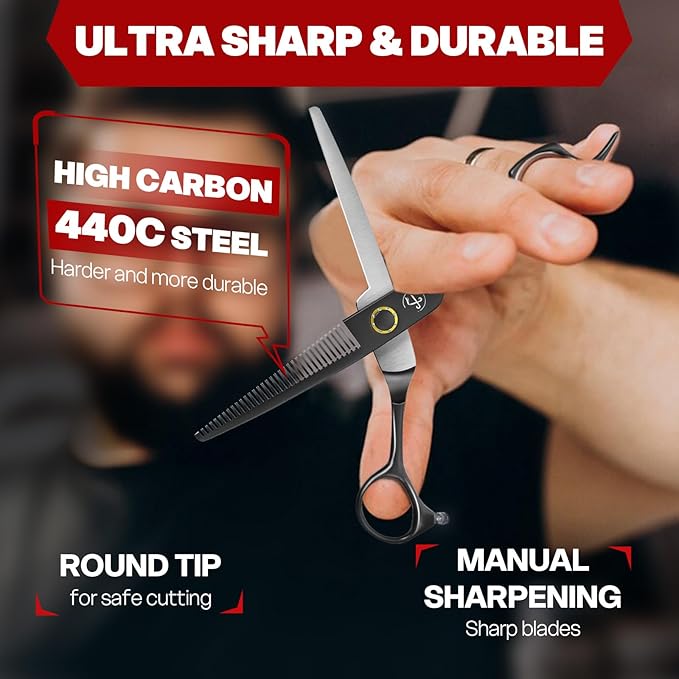 Professional Hair Thinning Shears Hair Cutting Texturizing Teeth Scissors - 6.8" Right Hand HIGH-END Extremely Sharp Scissors 440C Stainless Steel for Salon Home Stylists