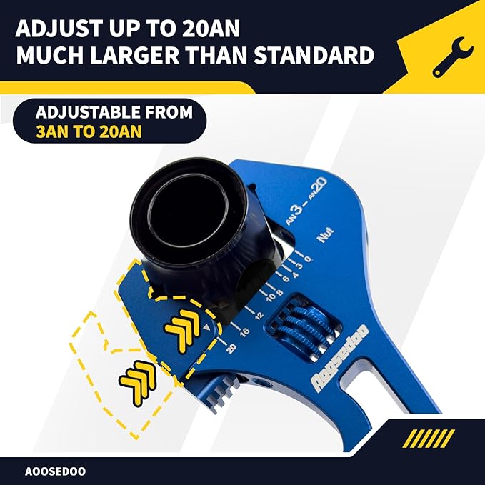 AOOSEDOO 3AN-20AN AN Fitting Wrench AN Fitting Tool for AN Hose Fitting Assembly Adjustable Lightweight Aluminum Blue With Double-ended AN Wrench 6AN Socket-AN8 B-nut Blue