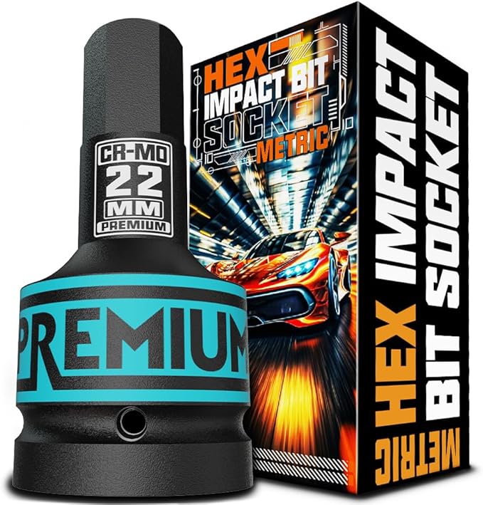 1" Drive H22 Impact Hex Bit Socket, 22 mm Allen Bit Socket, Metric, Cr-Mo Steel, Truck Repair and Equipment Maintenance
