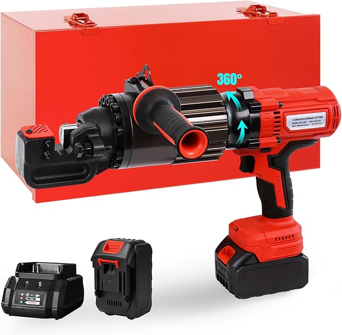 LOSCHEN 360-degree Rotation Cordless Rebar Cutter,Portable Handheld Rebar Cutting Saw,Electric Hydraulic Rebar Cutter,Cutting up from 3/20" (4mm) #3 to 7/8" (22mm) #7 Rebar (Li-ion Battery Version)