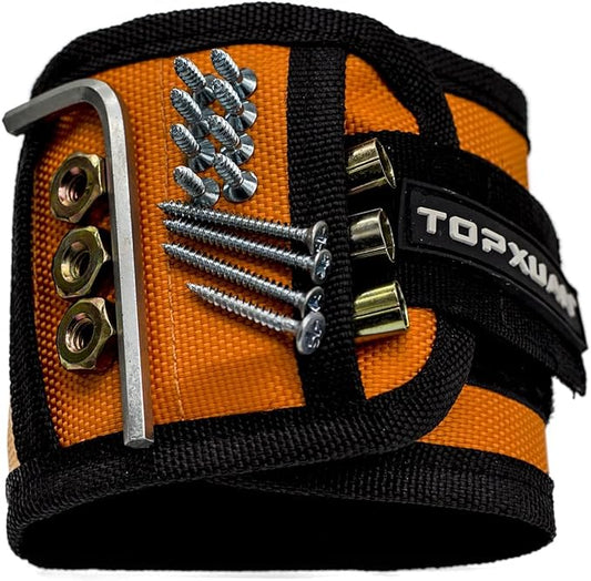 Magnetic Wristband Gifts for Men-Tool Belt for Holding Screws Nails Drilling Bits,with Magnets 15 Magnets for Carpenter DIY Handyman Compatible Woodworking Tools Dad, Husband, Grandpa