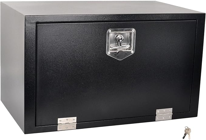 30 Inch Steel Tool Box with T-Handle Latch, Underbody Storage Truck Bed Organizer Toolbox for Trailer Pickup RV, Job Tool Chest, 30 X 18 X 18 Inch, Black