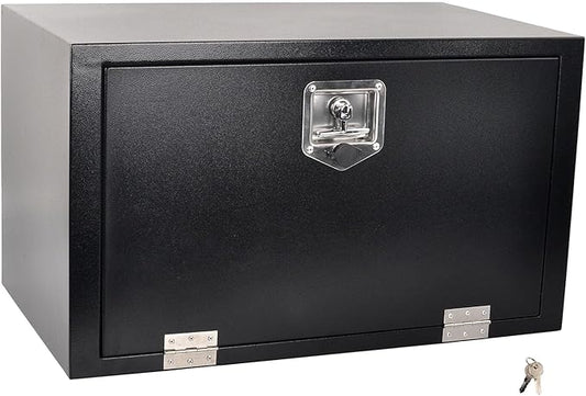 30 Inch Steel Tool Box with T-Handle Latch, Underbody Storage Truck Bed Organizer Toolbox for Trailer Pickup RV, Job Tool Chest, 30 X 18 X 18 Inch, Black