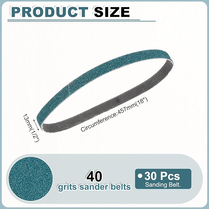 HARFINGTON 1/2 x 18 Inch Sanding Belts, 30 Pcs 40 Grit Zirconia Abrasive Belt Sander File Belt for Woodworking, Metal Polishing, Knife Sharpener