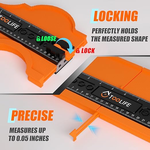 TOOLIFE Contour Gauge Profile Tool Unlimited Connection 10 inch, Christmas Gifts for Him Dad, Super Gauge Shape and Outline Tool, Gift for Men Stocking Stuffer, Shape Outline Edge Angle Measuring