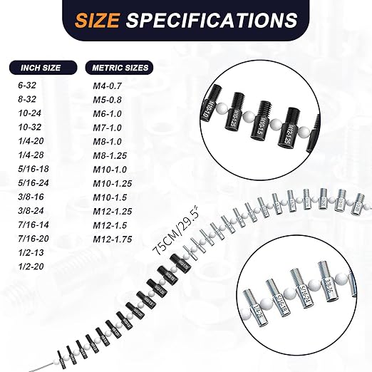 Nut & Bolt Thread Checker - 26 Male/Female Gauges - 14 Inch & 12 Metric for Quickly Checking Nuts and Bolts Inch or Metric and Verifying The Size