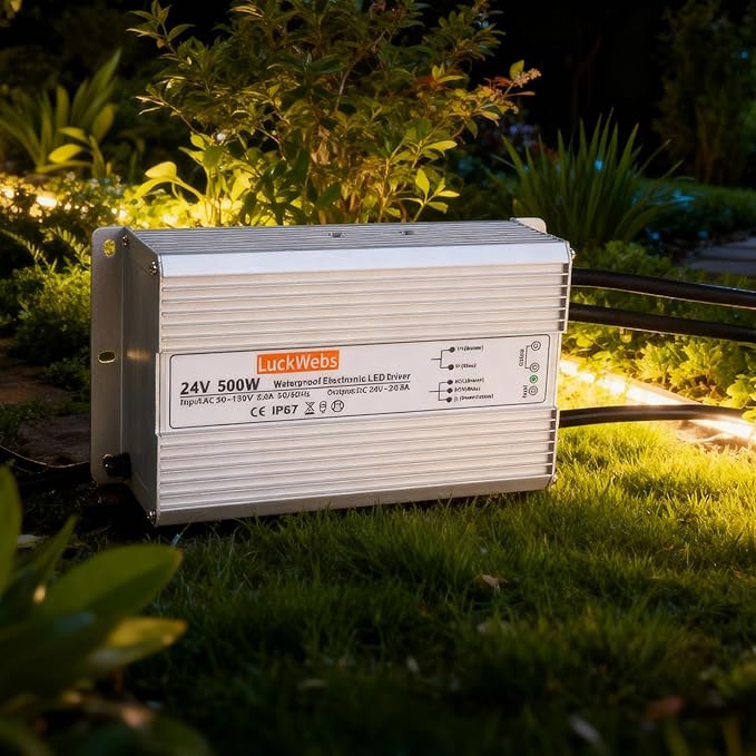 LED Driver 24V500W Waterproof Power Supply AC90-130V to DC24V20.8A Low-Voltage IP67 Transformer Suitable for Street Lights Lawn Lights LED Outdoor Landscape Lighting Waterproof Transformer