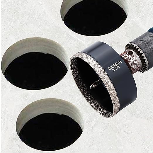 DKIBBITH 3-3/8" Diamond Hole-Saw Bits with Pilot Drill Bit - 3-3/8" Diamond Tipped Tile Hole Saws with Guiding Bit for Porcelain Tile Ceramic Pottery Granite Stone Glass Bottles 85mm.