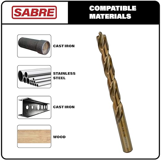 5/16 Inch Cobalt Drill Bit Set - 5pcs M35 Metal Bits With Pilot Point Tip for Steel, Hard Metal, Cast Iron (5/16" x 4-1/2")