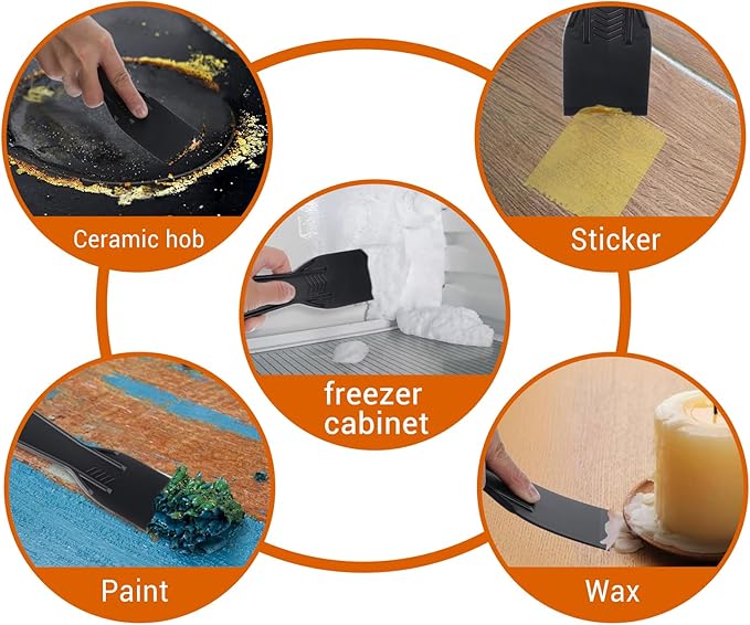 8PCS Plastic Putty Knife Scraper, 2 Inch Black Flexible Plastic Scraper Tool Paint Scrapers Tool Spreader Spackle for Taping Drywall Wall Painting Spackling Patching