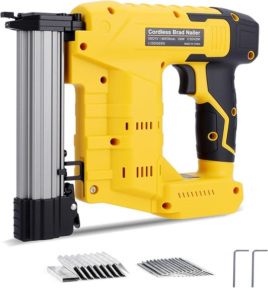 Cordless 2 in 1 Brad Nailer & Staple, Battery Powered, Compatible with De W alt 20V (No Battery), 18 Gauges, Combo Single Mode, Safety Pin, Includes 400 Nails