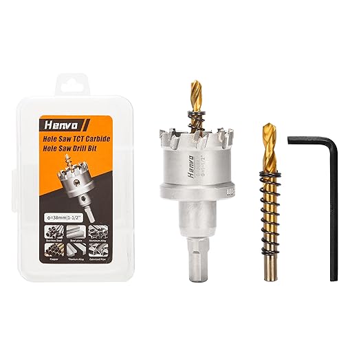 Hole Saw 1-1/2" (38mm) Heavy Duty Carbide with 2 Pilot Drill Bits - Metal Hole Cutter Cuts Stainless Steel, Iron, Copper, Brass, Plastic