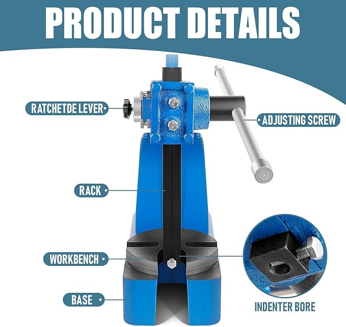 Professional 1.5 Ton Arbor Press, Features 5.5" Ram Stroke, Reversible Head and Includes 3 Drifts for a Wide Range of Pressing and Shaping Needs