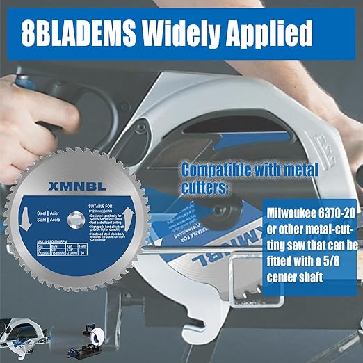 8 Inch Metal Cutting Saw Blade,Compatible with Evolution Metal Cutting Saw,Replacement for Evolution 8BLADEMS 8 Inch Mild Steel Saw Blade,8 x 50 Teeth,5/8 Inch Center Shaft,3 Year Warranty