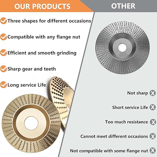 4PCS Wood Carving Disc Set for 4" or 4 1/2" Angle Grinder with 5/8" Arbor, Grinding Wheel Shaping Disc for Wood Cutting, Wood Shaping Carving Disc, Woodworking Angle Grinder Attachment